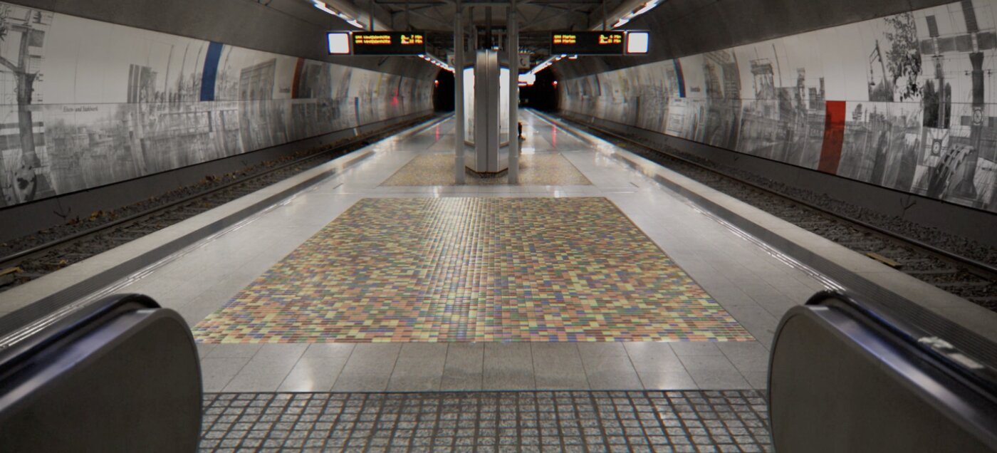 Portal — U-Bahn-Station mit Kachelboden vor der Simulation